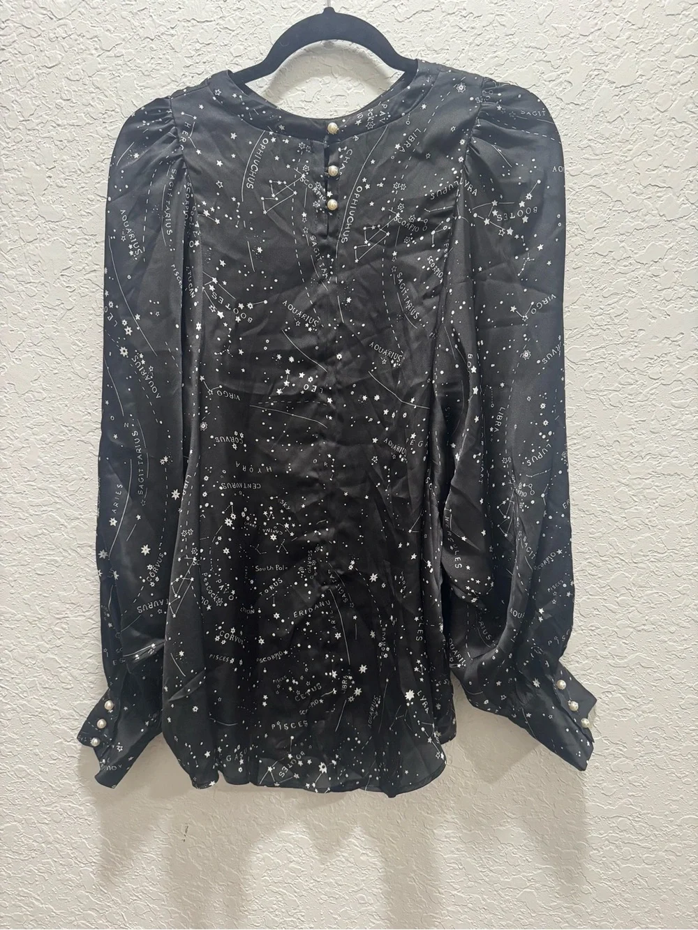Zara Black Star Constellation Long-Sleeve Blouse